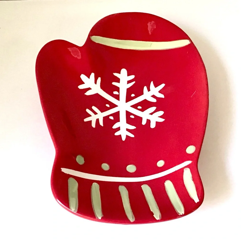Hallmark Snowflake Mitten Serving Dishes Christmas Holiday Winter Decor Set of 2